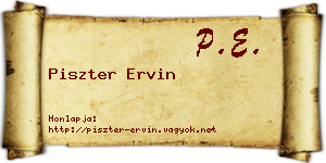 Piszter Ervin névjegykártya